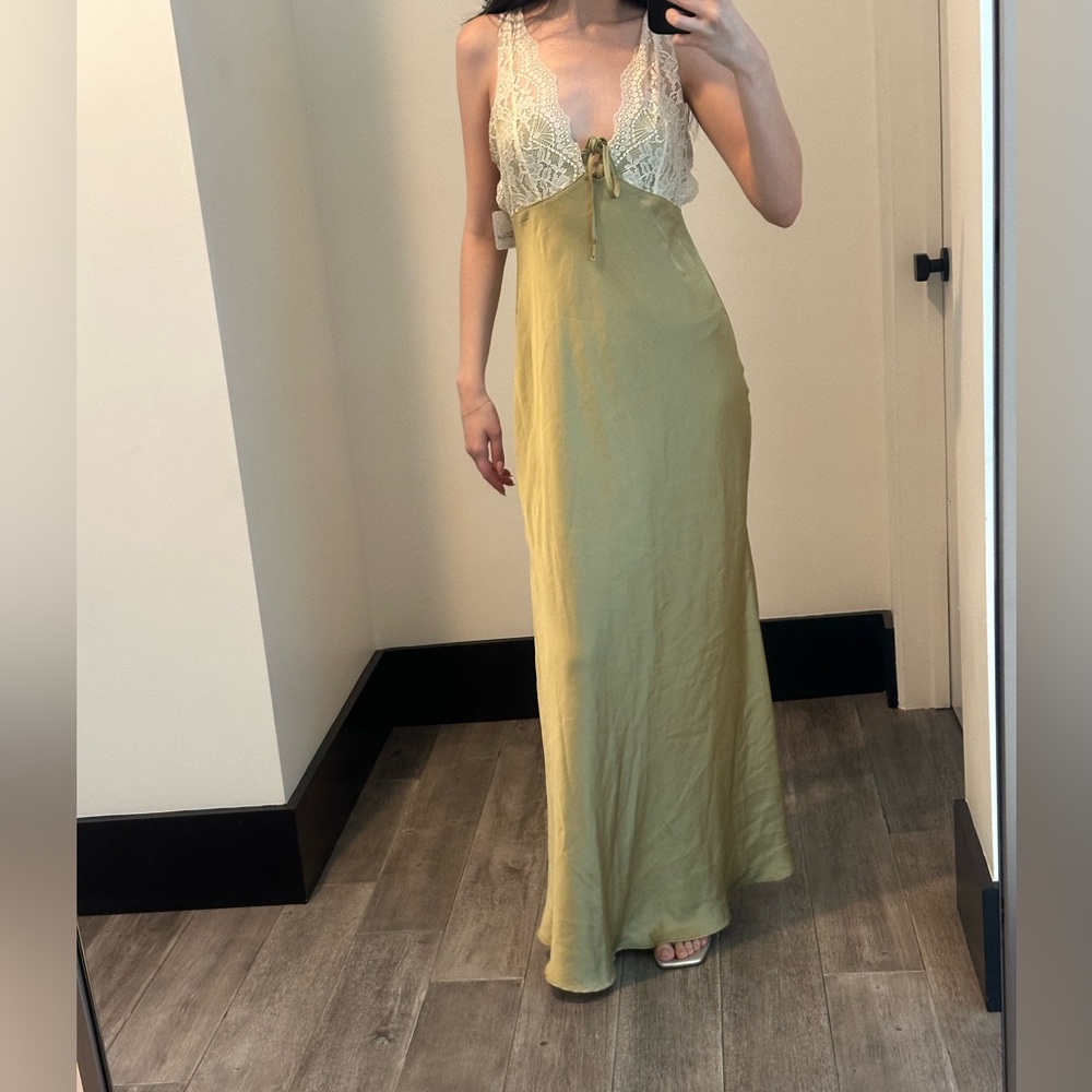 Free People Green Maxi Slip
